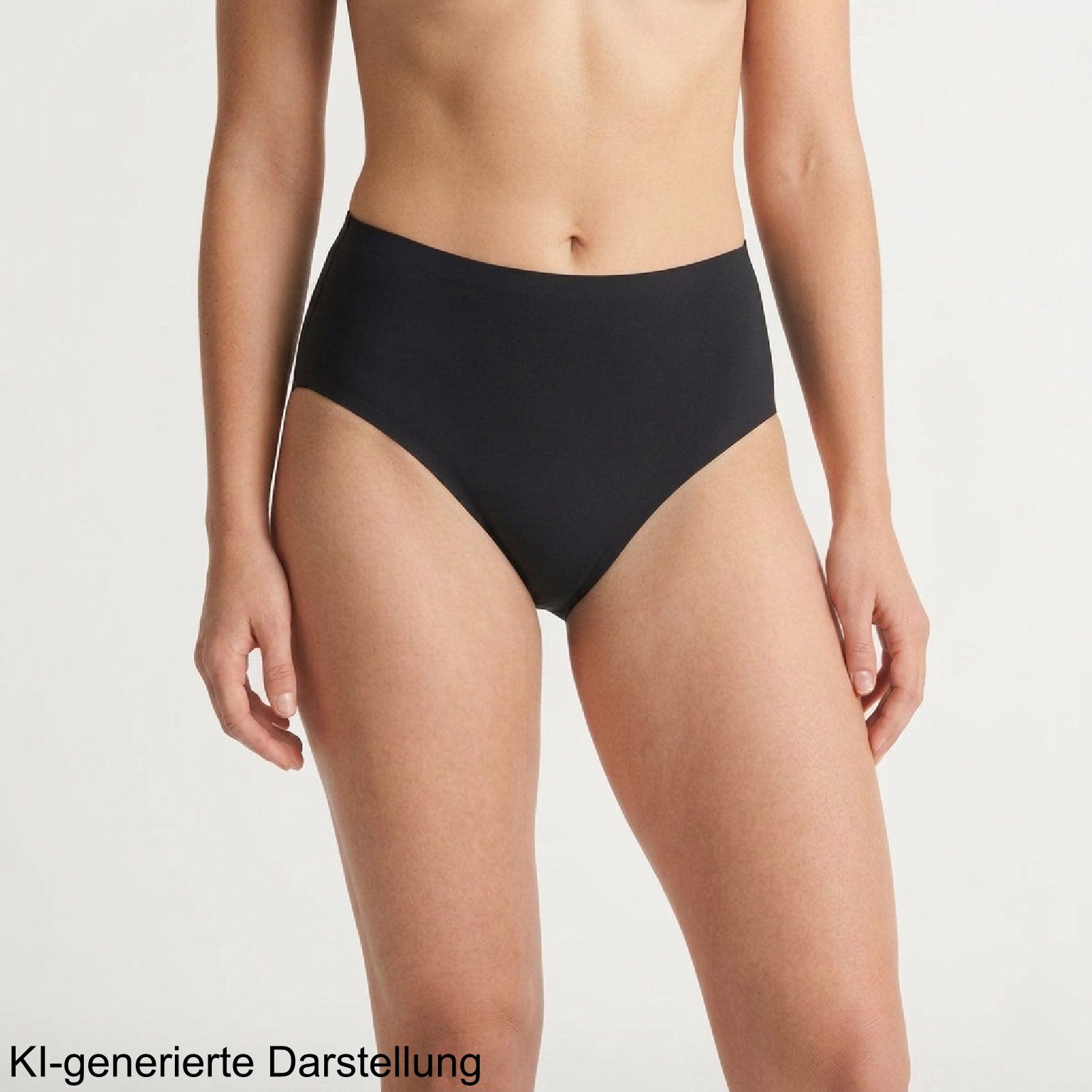 Schwarze Periodenunterhose, Vorderansicht.