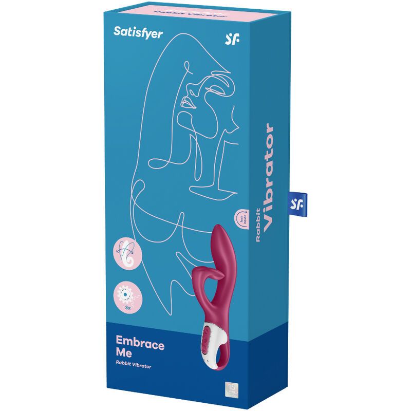 Verpackung eines pinken Rabbit Vibrators mit dem Namen 'Embrace Me'.