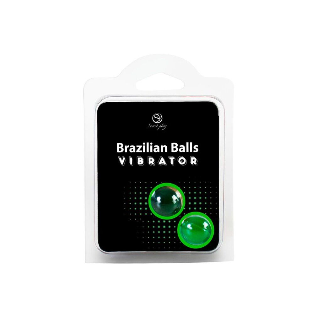 Verpackte brasilianische Kugeln Vibrator mit zwei grünen Kugeln.