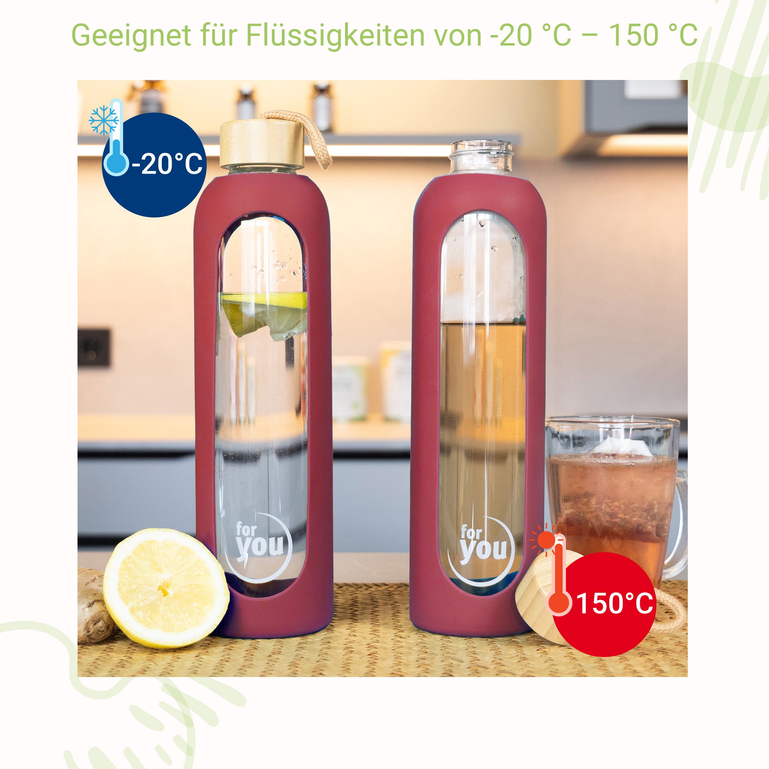 for you Nachhaltige Trinkflasche Dreierpack
