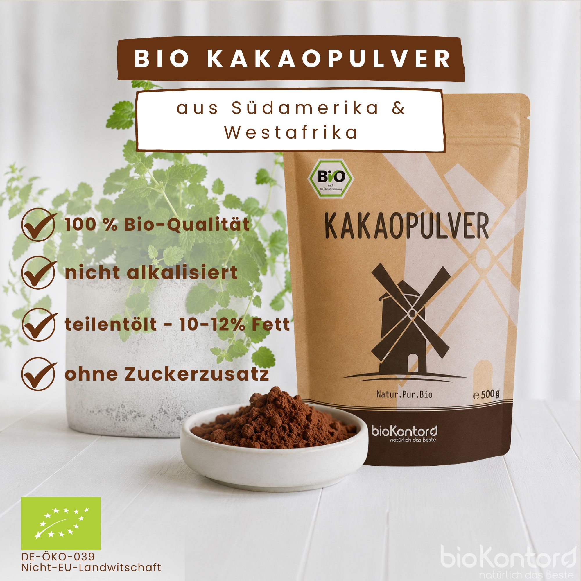 bioKontor Kakaopulver teilentölt - nicht alkalisiert