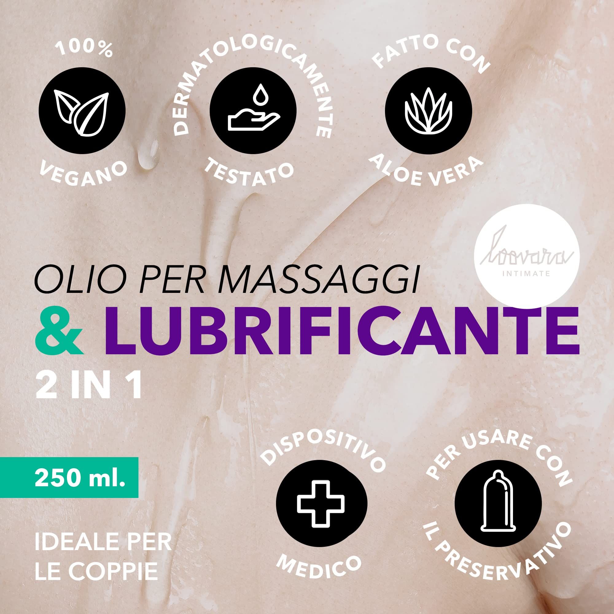 Loovara 2-in-1 Öl und Gleitmittel, 250 ml. Vegan, dermatologisch getestet, mit Aloe Vera.