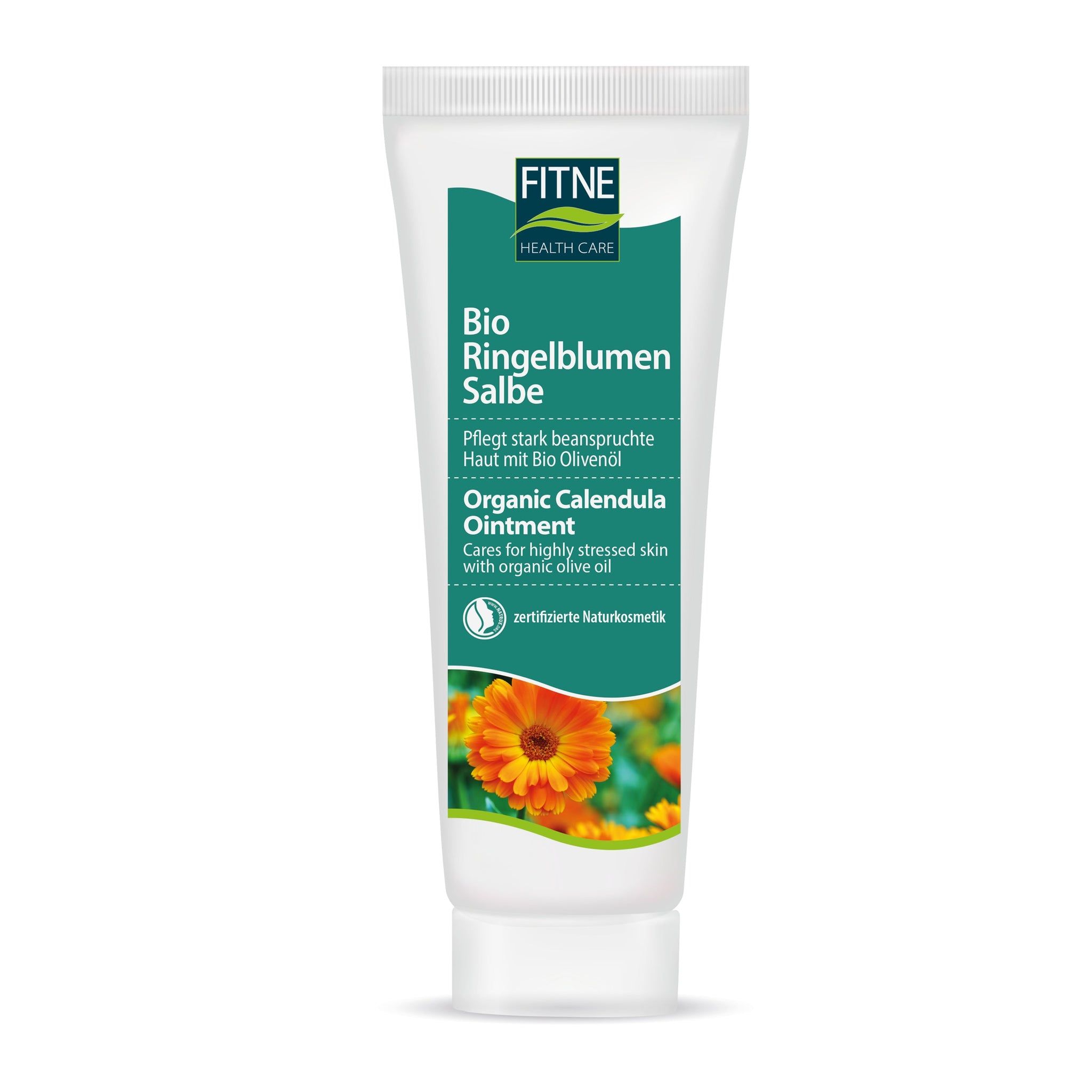 Tube FITNE Bio Ringelblumensalbe, Organic Calendula Ointment, mit Bio-Olivenöl.
