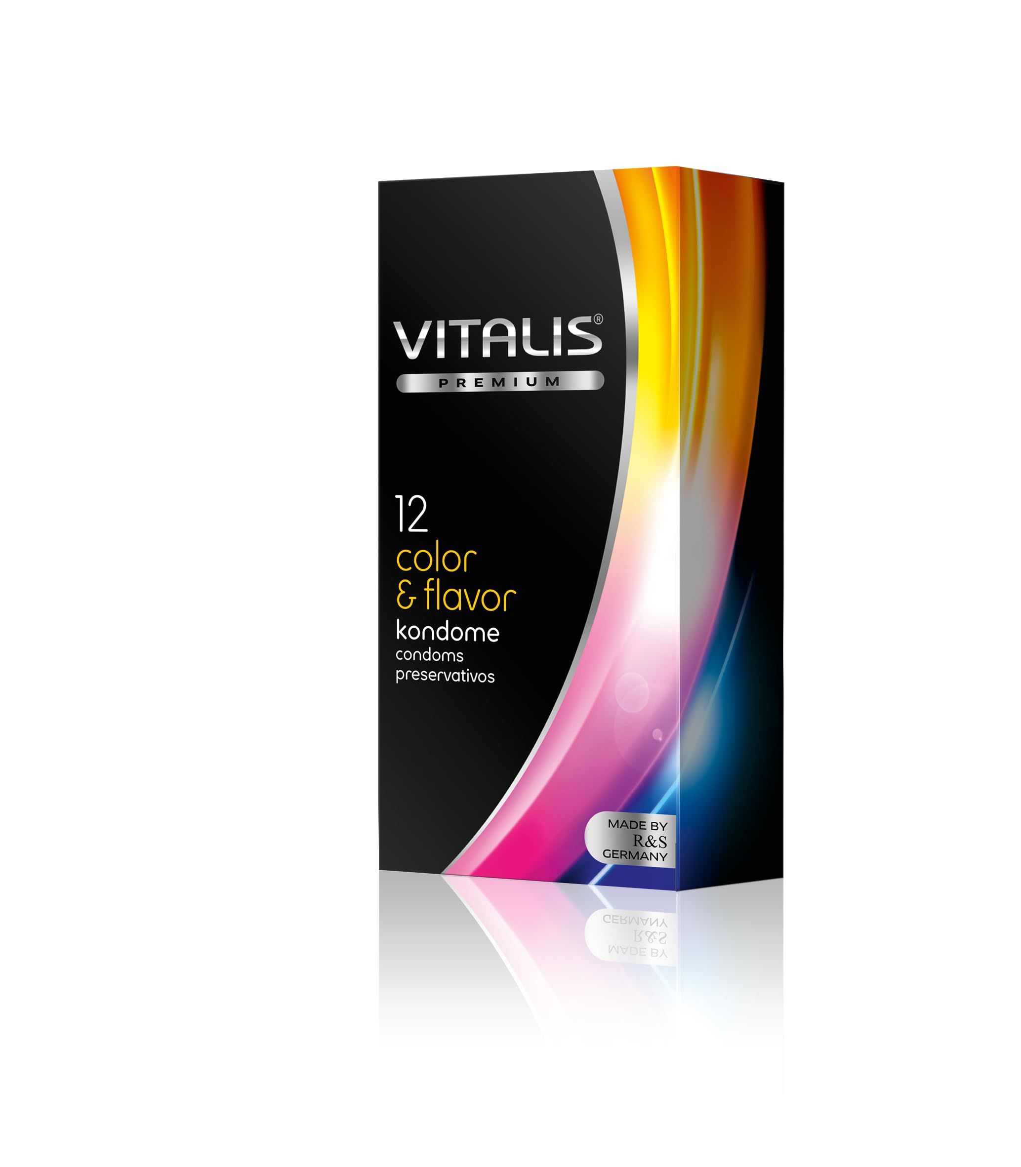 Vitalis Premium Kondome, 12 Stück, Farbe & Geschmack. Hergestellt in Deutschland.