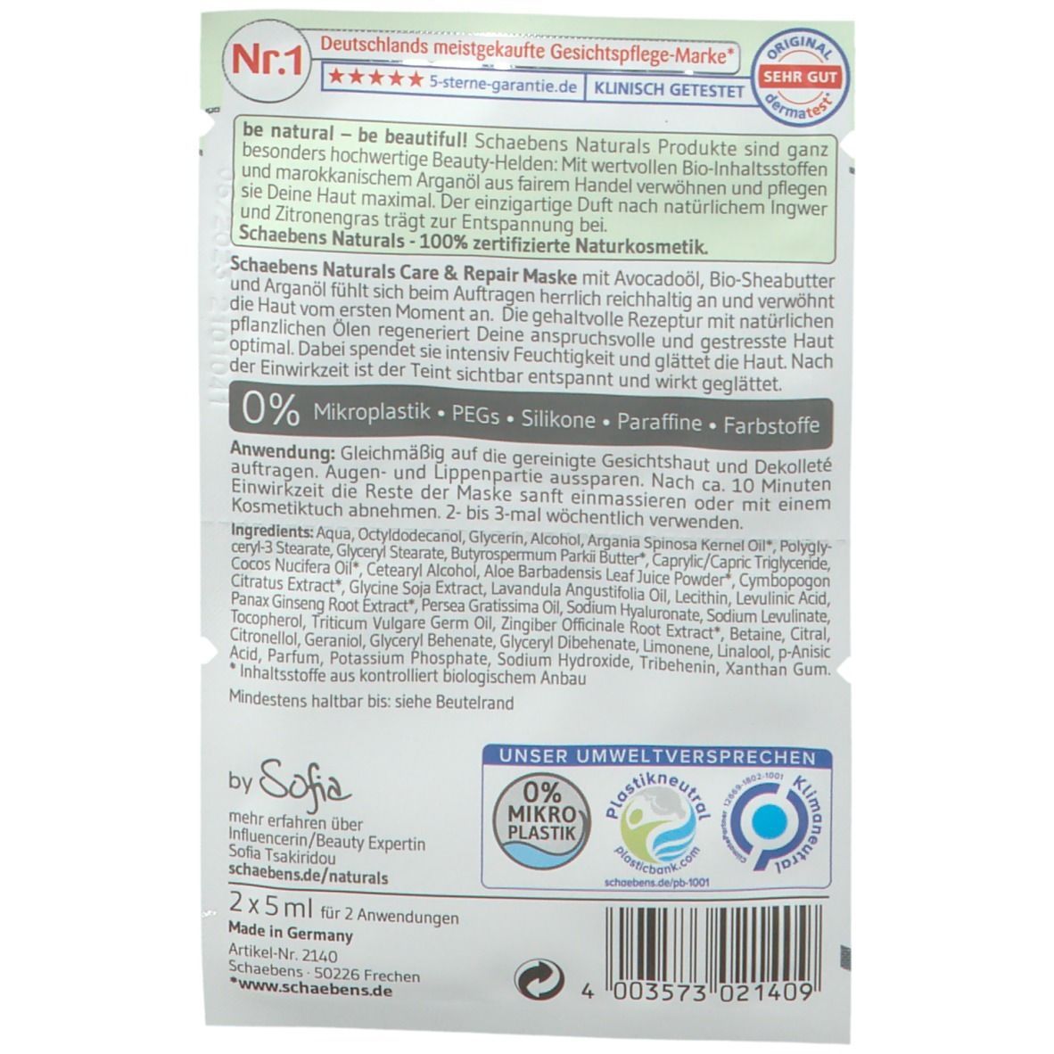 Schaebens NATURALS Care & Repair MASKE