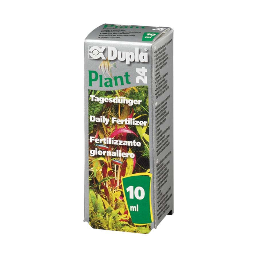 Kartonverpackung mit Produktnamen Dupla Plant 24. Aufschrift: Tagesdünger, Daily Fertilizer, Fertilizante giornaliero. Volumen: 10 ml.