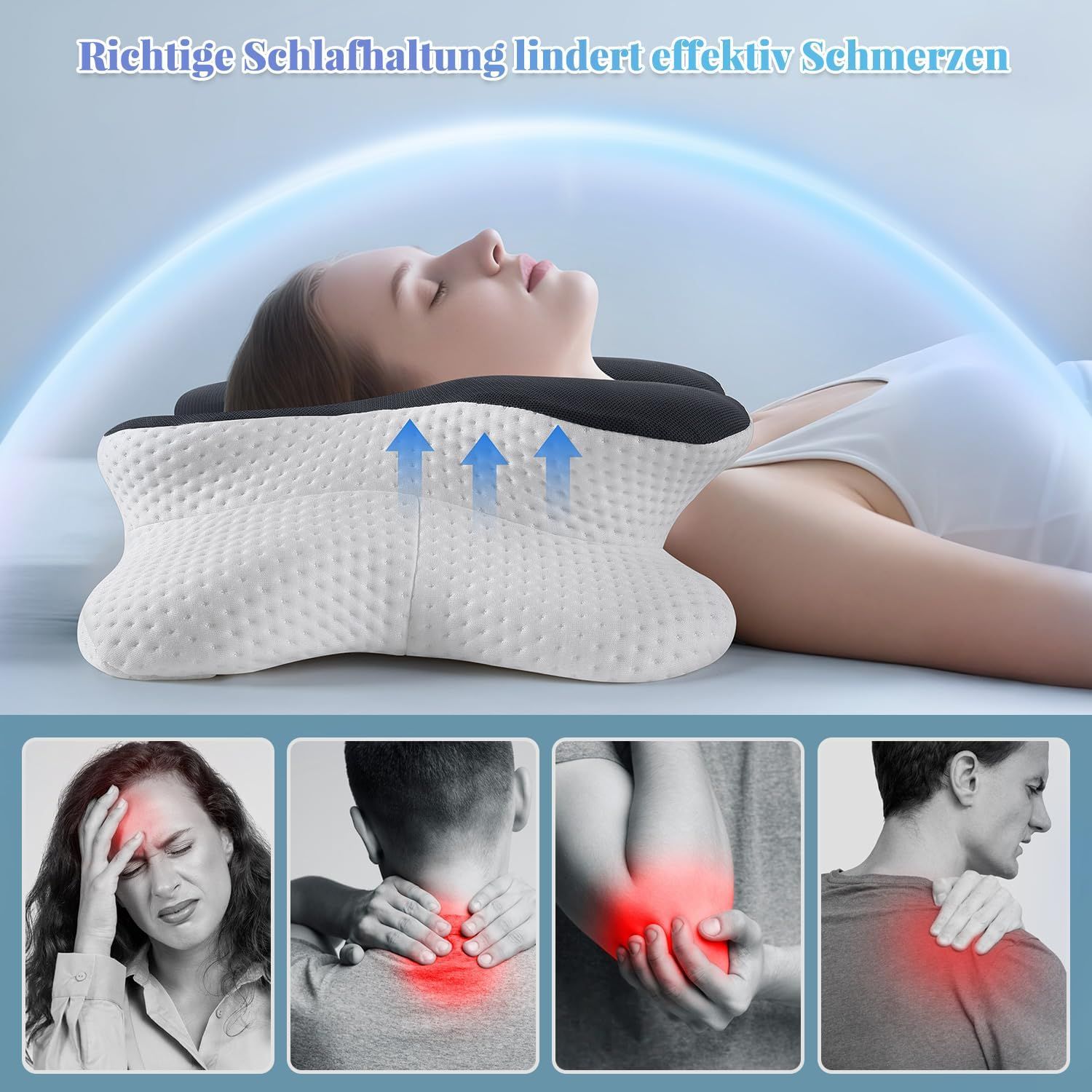 Nourideaux Ergonomisches Nackenkissen Kopfkissen Nackenschmerzen Schlafkissen Pillows