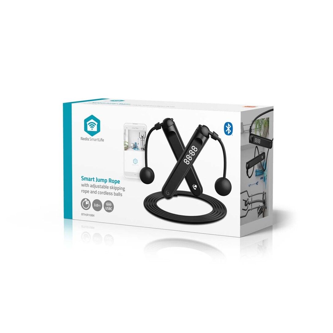 Nedis SmartLife Springseil / Bluetooth® / Dual Hall sensor / LED-Anzeige / PVC / 3.00 m / Akku-Bäl