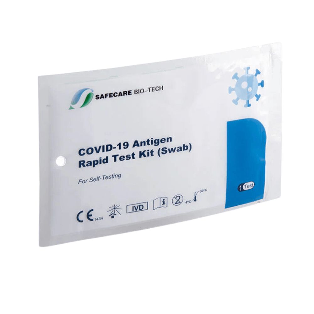 Safecare Bio-Tech COVID-19 Antigen Schnelltest (Swab) für Selbsttests. CE, IVD zertifiziert.