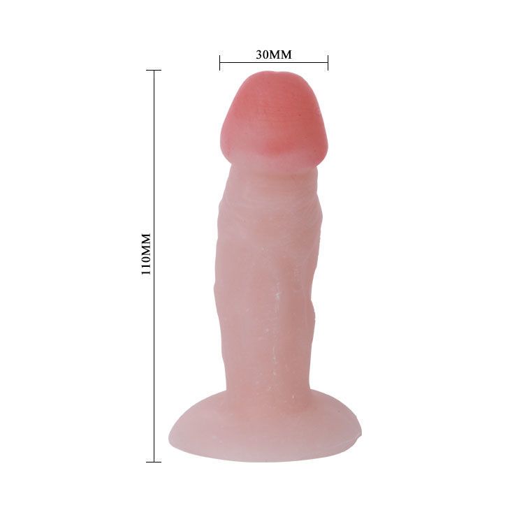 Penisformiger Plug, rosa und hellrosa. Mit Basis. Maße: 110mm Länge, 30mm Durchmesser.