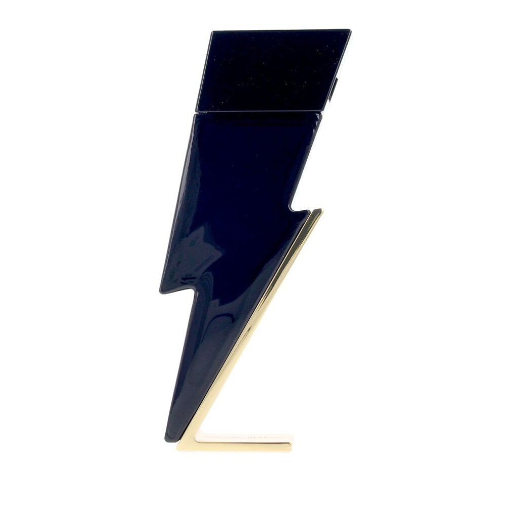 Blauer Flakon in Blitzform mit goldenen Akzenten.