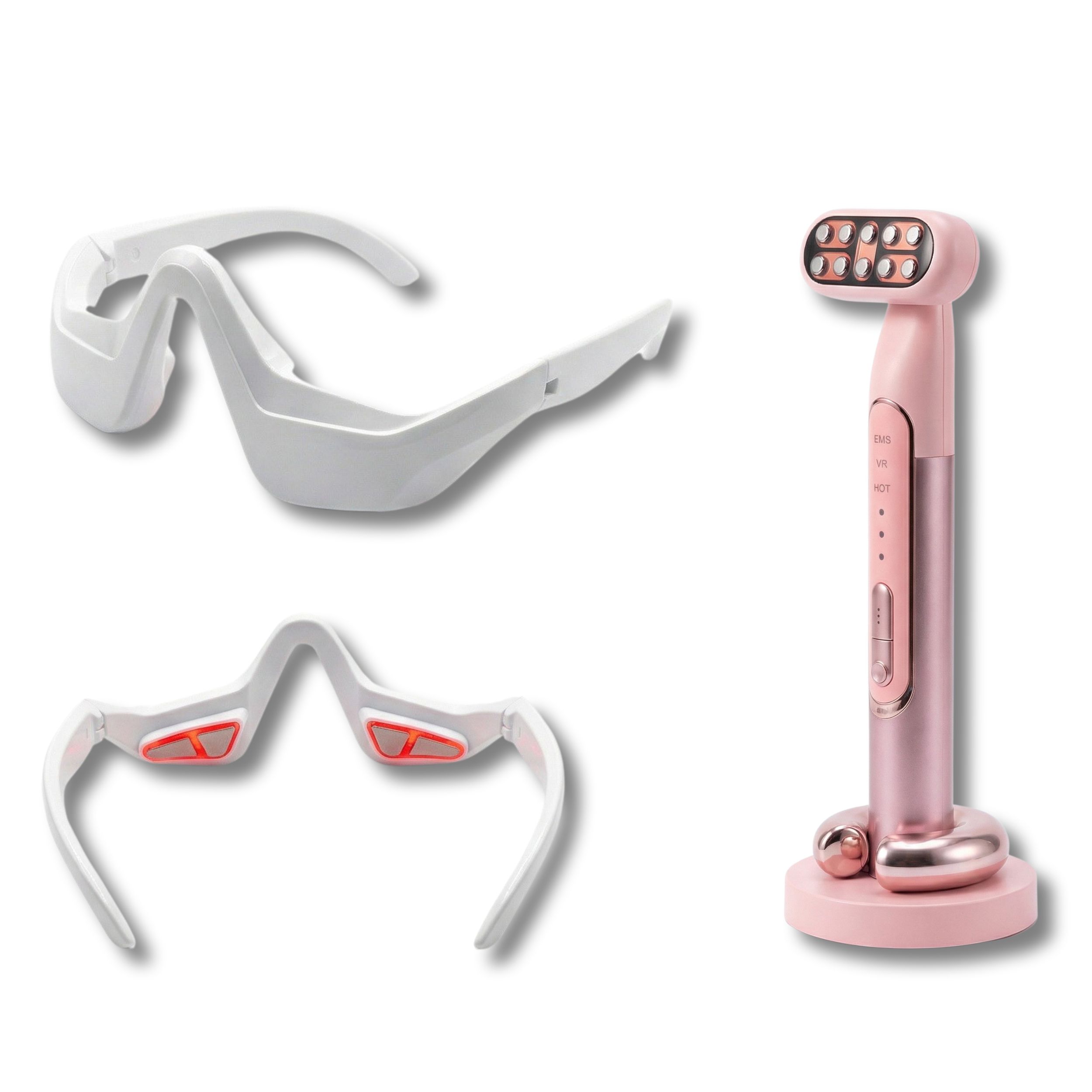 Institut-Set Gesicht & Augen – RF EMS LED Anti-Aging-Gesichtsgerät + Augenmaske