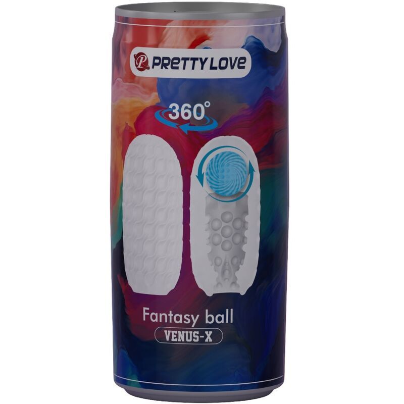 Dose mit PRETTY LOVE Logo und 360° Aufdruck. Abbildung des Produkts und Produktname: Fantasy ball.
