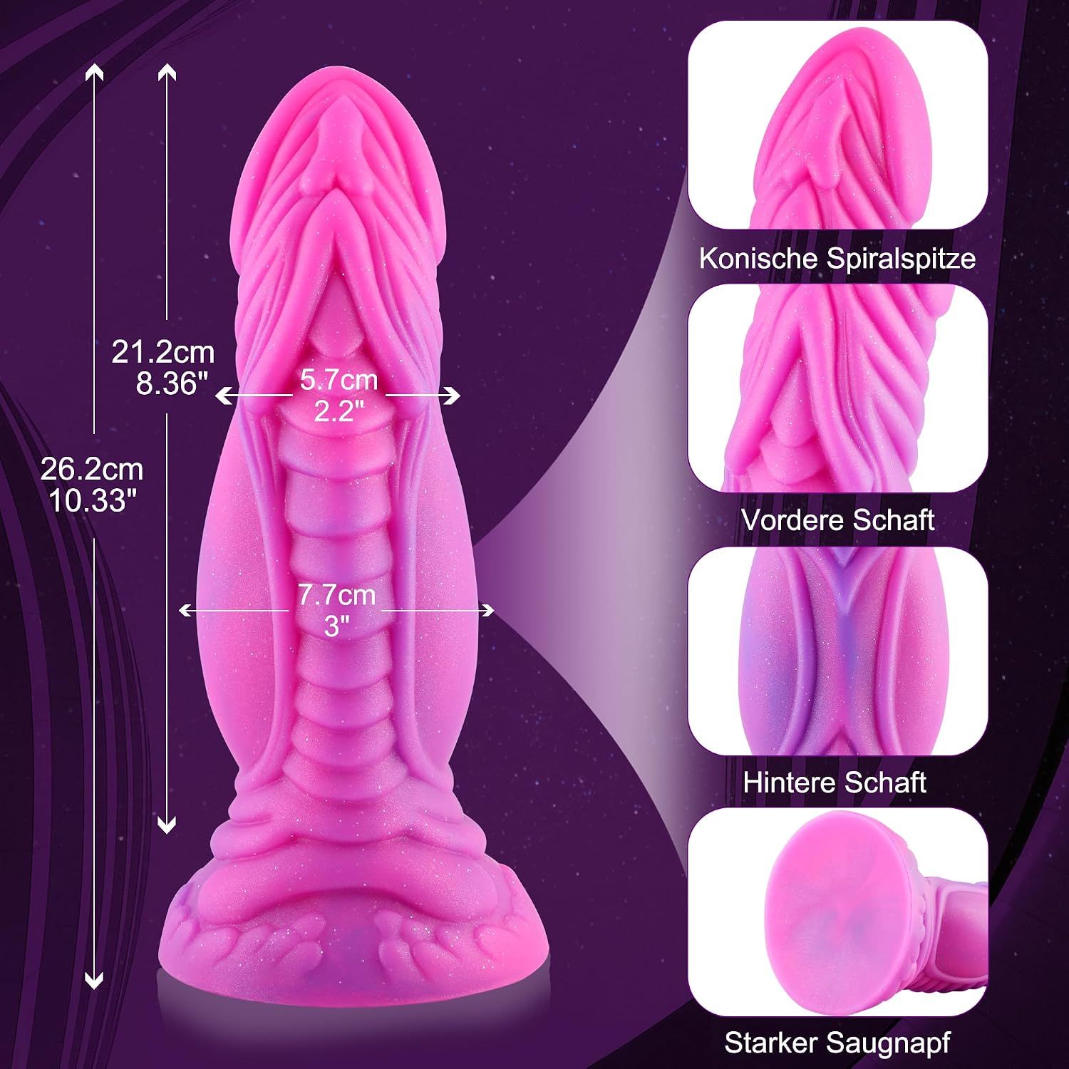 HISMITH gebogener Silikondildo 8 Zoll mit Saugnapf