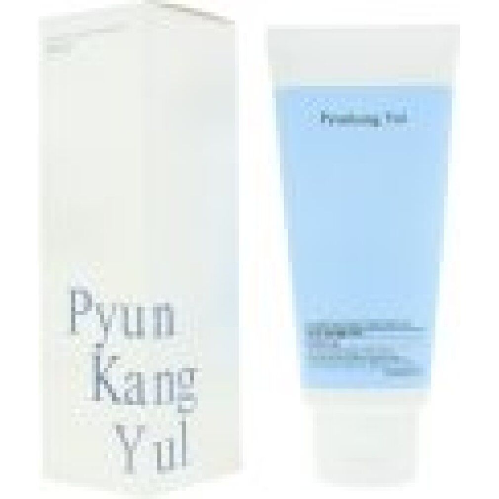 Pyunkang Yul Foaming Cleanser in einer blauen Tube mit weißem Deckel, daneben die weiße Produktverpackung.