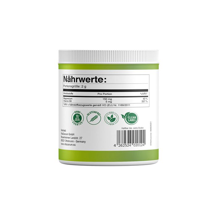 Rückseite der Dose. Nährwertangaben, Inhaltsstoffe, Logos und Barcode. Glutenfrei, Clean Label.