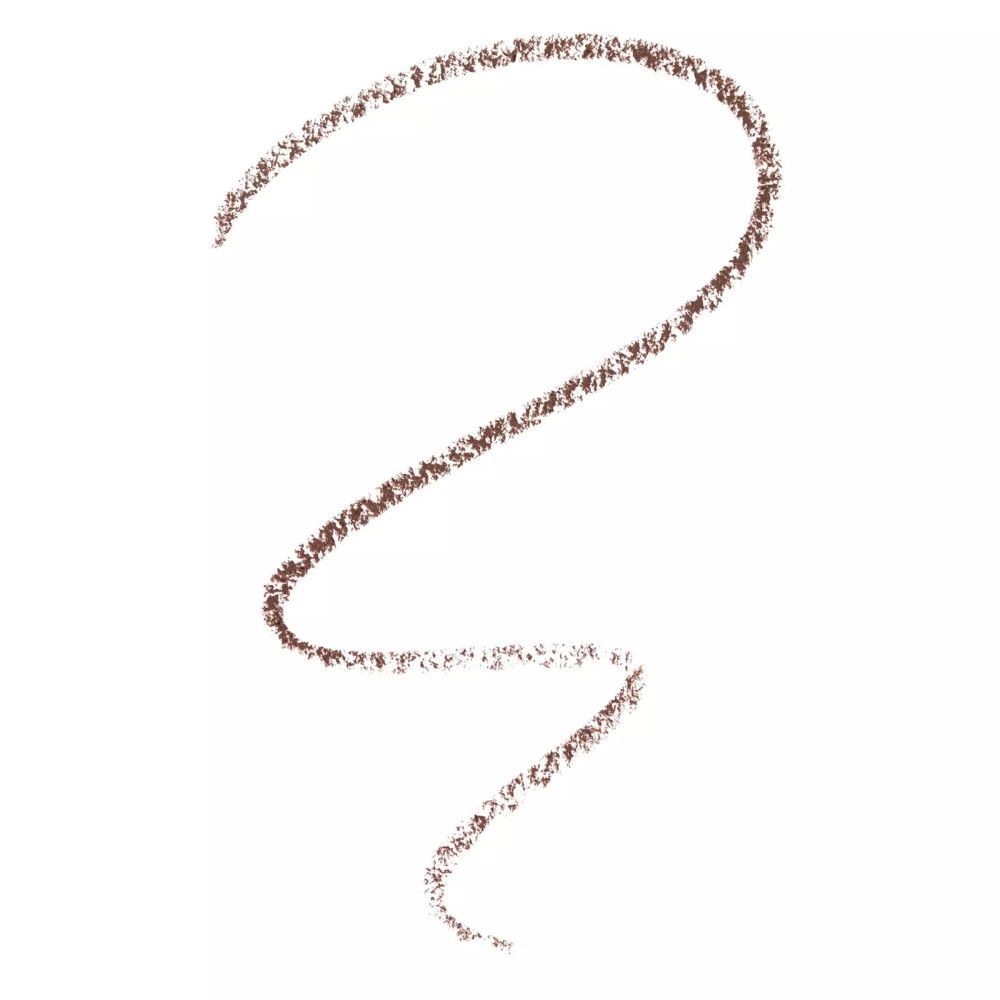 Brauenstift-Strich. Dunkelbraun, geschwungen. Auf weißem Hintergrund.