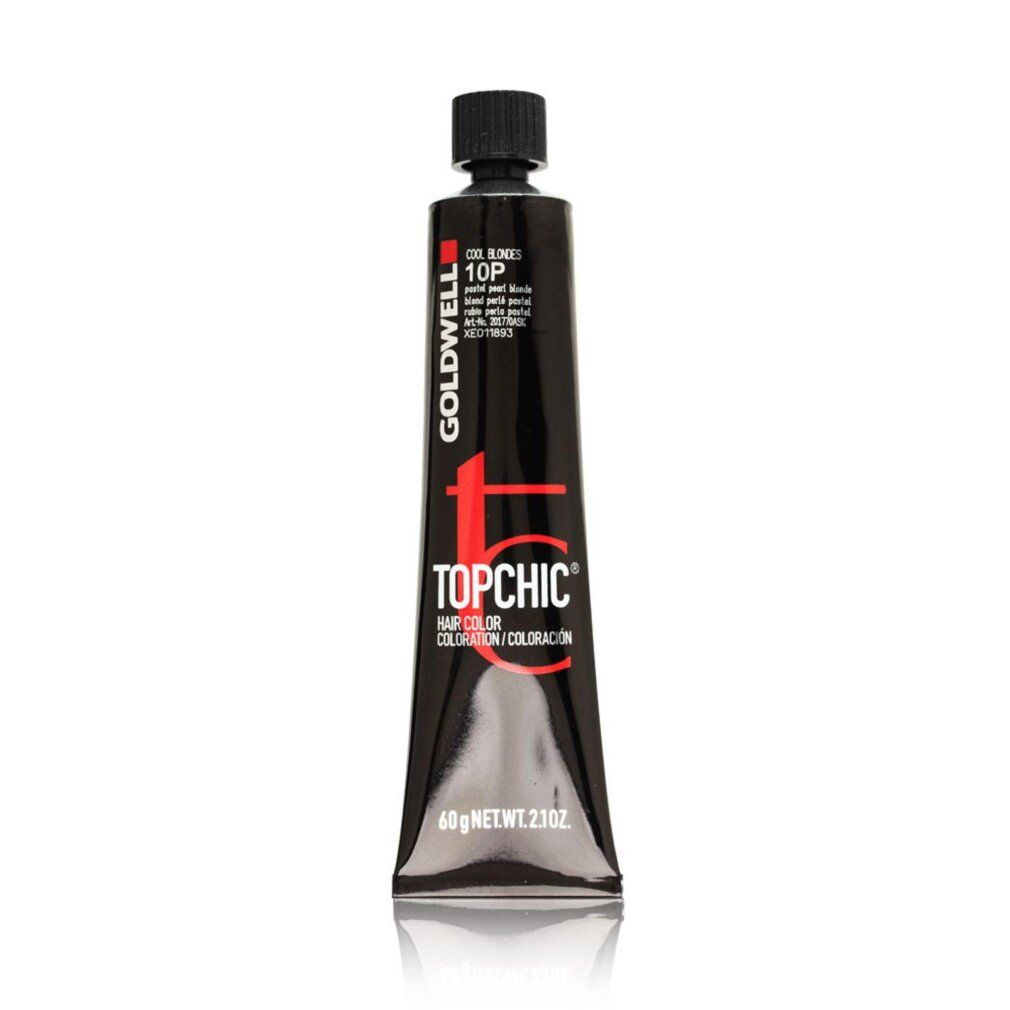 Goldwell Topchic Haarfarbe, 10P, Tube. Produktname und Marke deutlich sichtbar. 60g Netto.