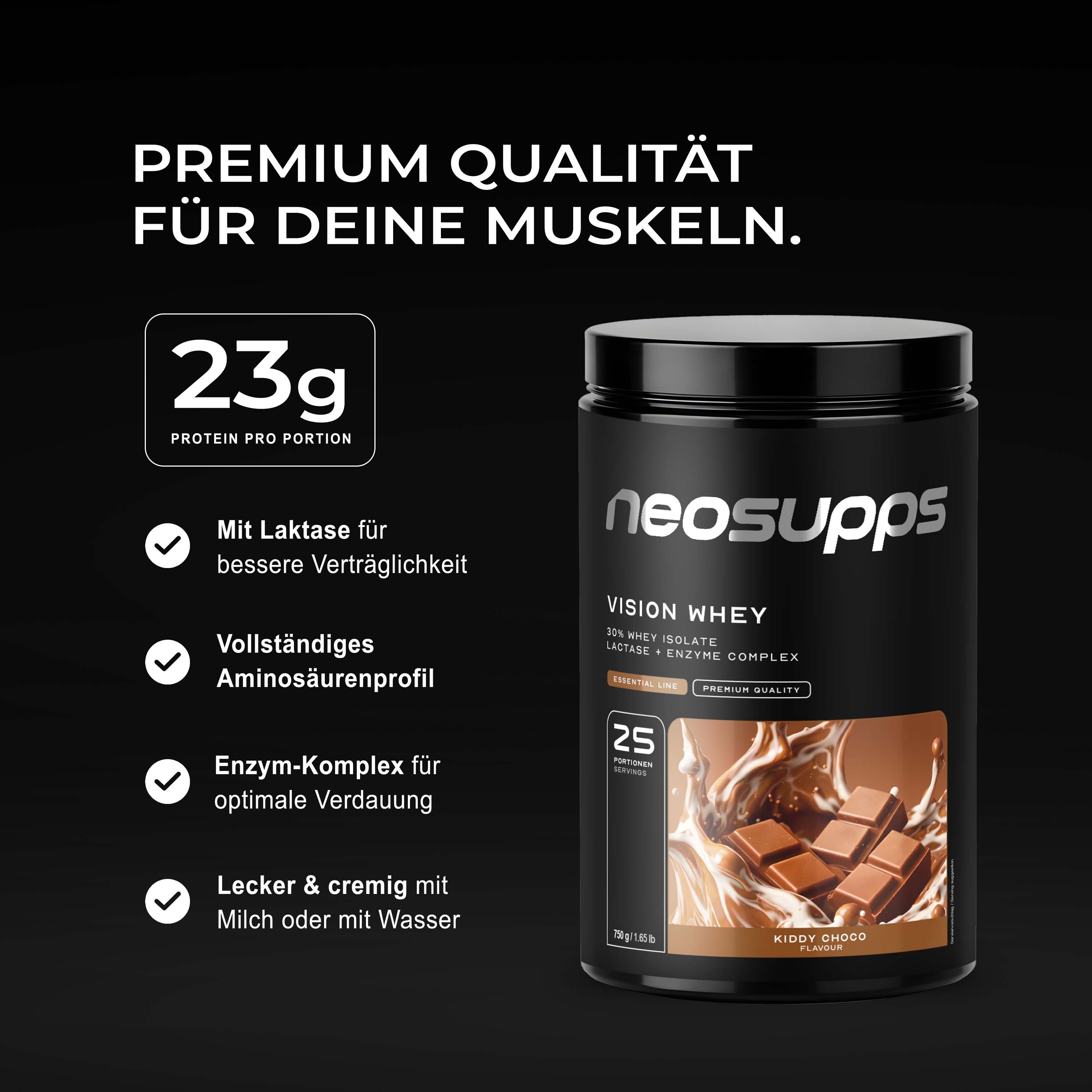 Neosupps Vision Whey Protein Kiddy Choco, 750g, Protein Pulver für Proteinshakes