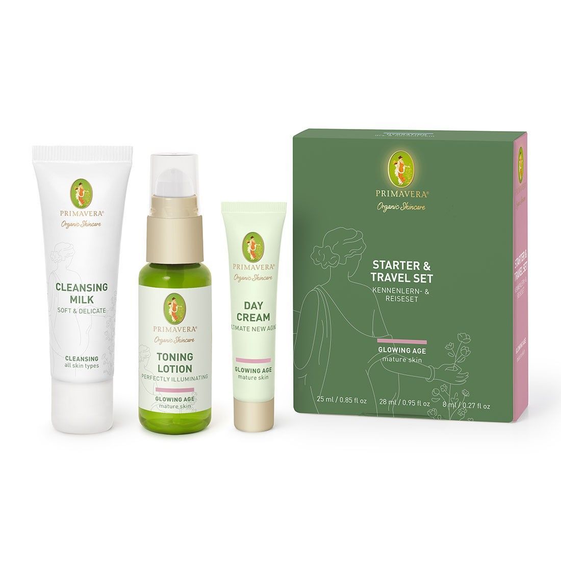 Primavera Organic Skincare Starter & Traveler Set Glowing Age