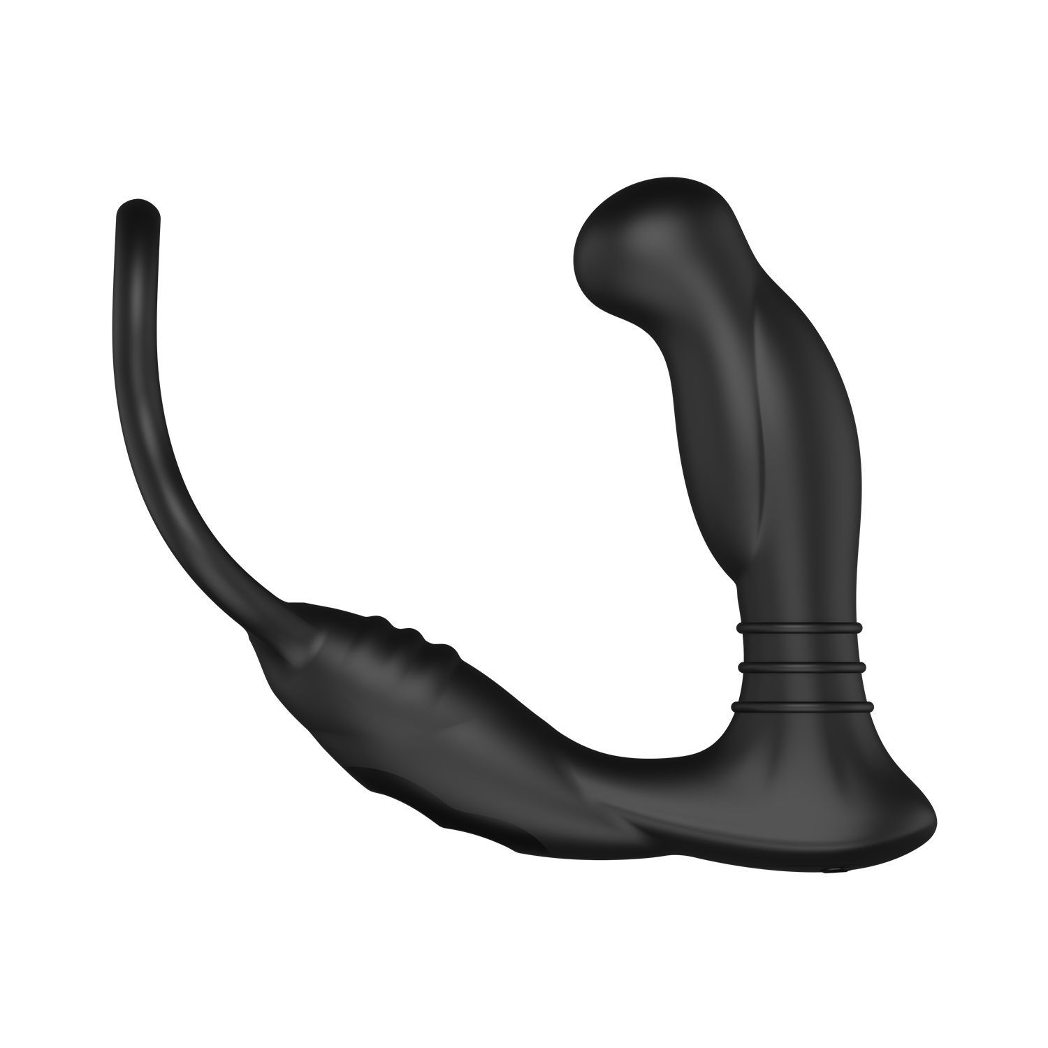 Schwarzes Wellness-Produkt. U-förmig mit einem Ende. Ring am Ende.