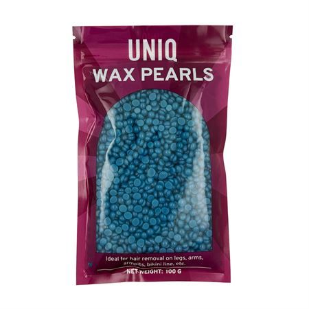 Verpackung UNIQ WACHSPERLEN, 100g, blaue Perlen.
