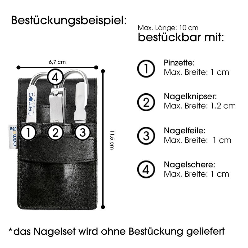 REMOS Etui "Kore", echtes Leder, schwarz, leer
