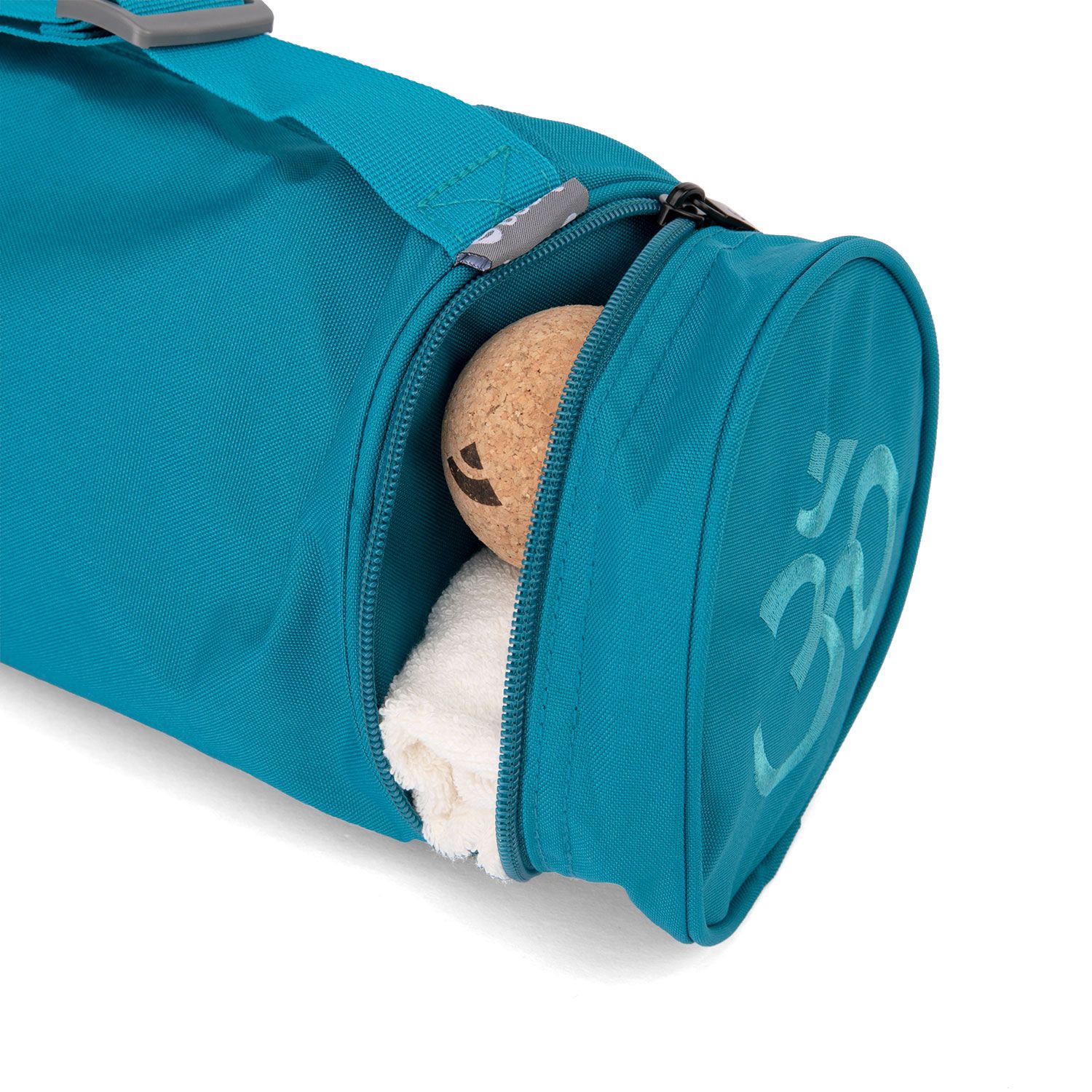 Yogamatten Tasche Asana Bag XL 70 türkis, Polyester/Polyamide bestickt mit OM