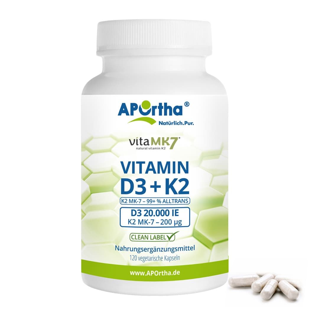 APOrtha® Vitamin D3 20.000 IE + Vitamin K2 vitaMK7® 200 µg Kapseln