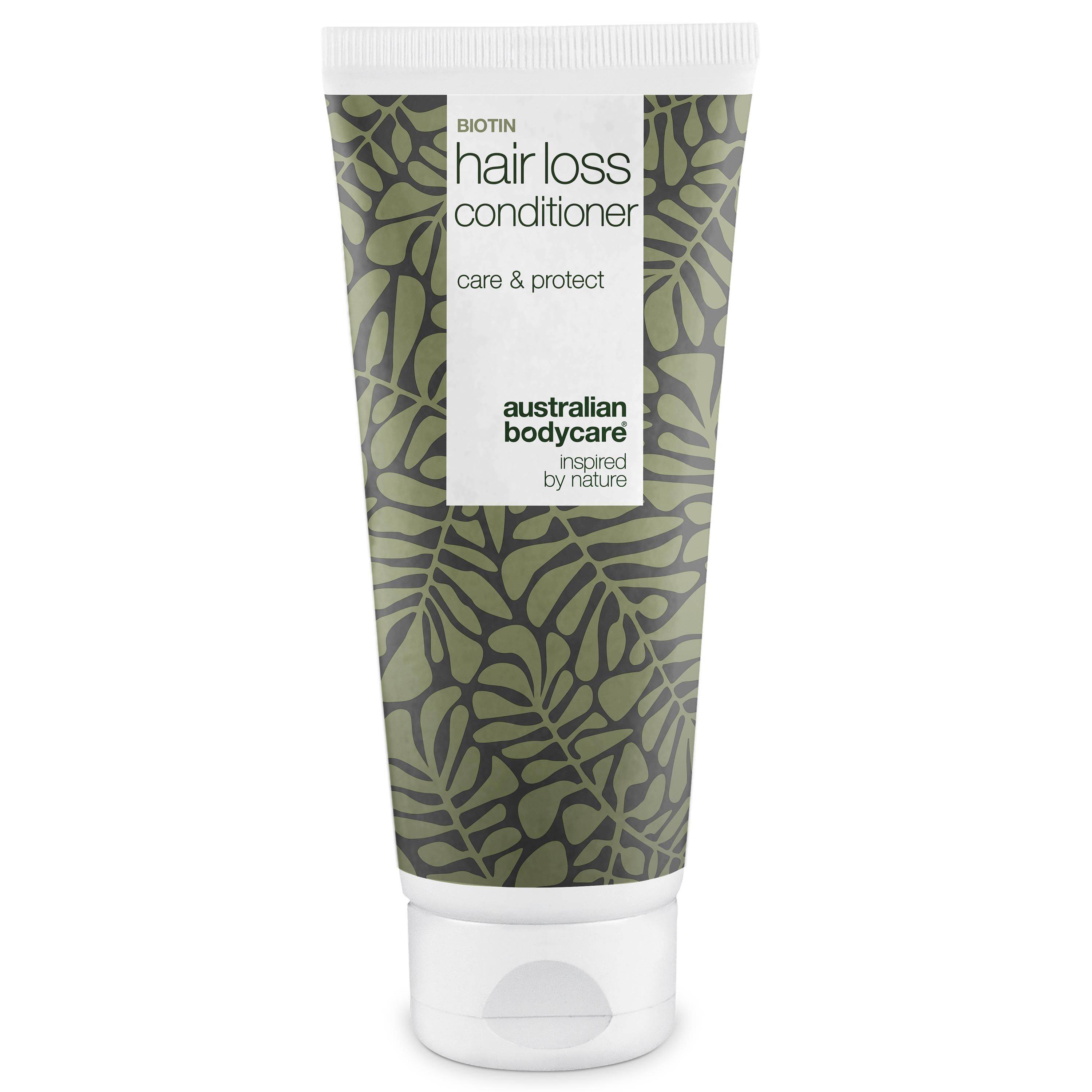 Tube mit Conditioner. Aufschrift: Biotin, Hair Loss Conditioner, care & protect. Marke: Australian Bodycare.