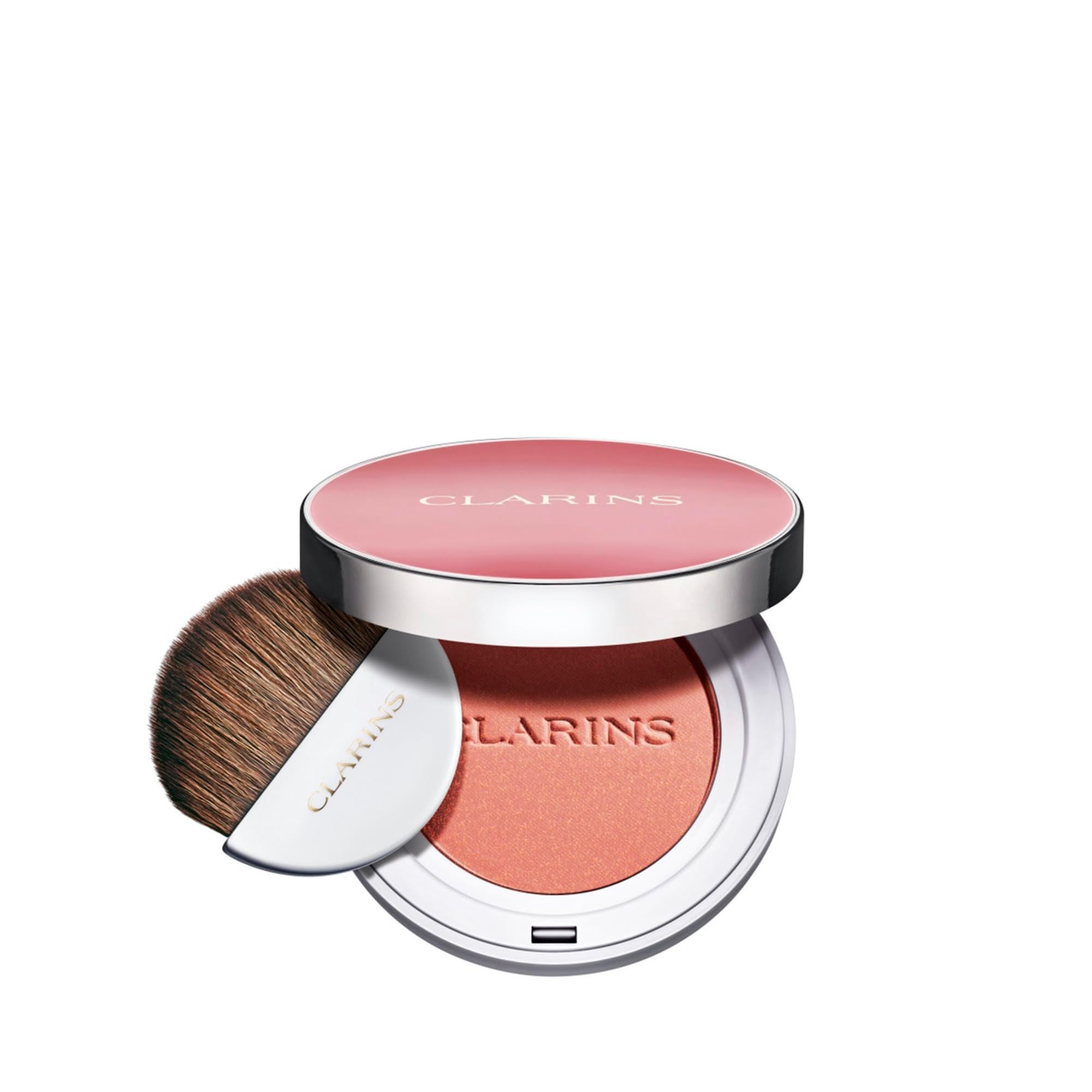 CLARINS JOLI BLUSH 05, ein rosafarbener Rouge mit Pinsel.