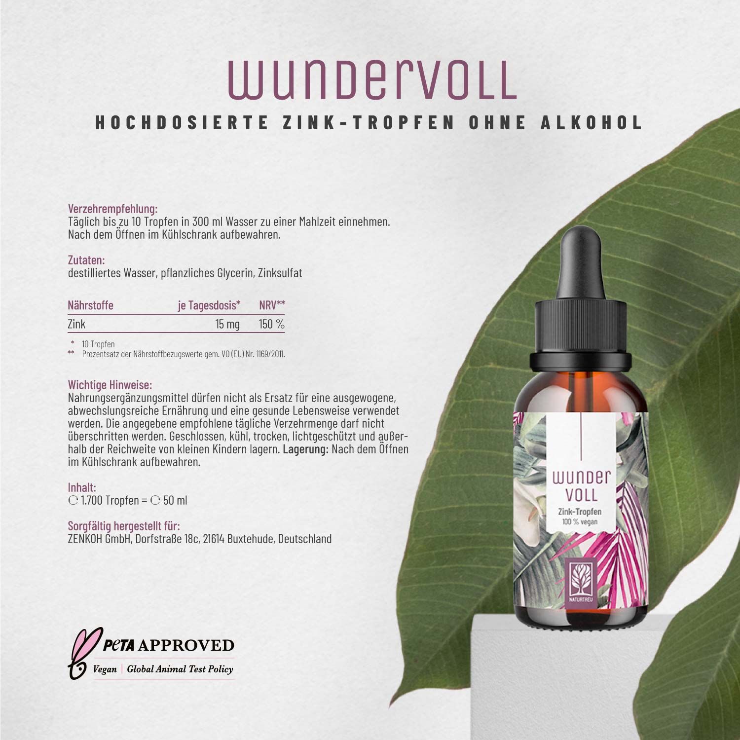 Zink Tropfen hochdosiert - Wundervoll - NATURTREU®