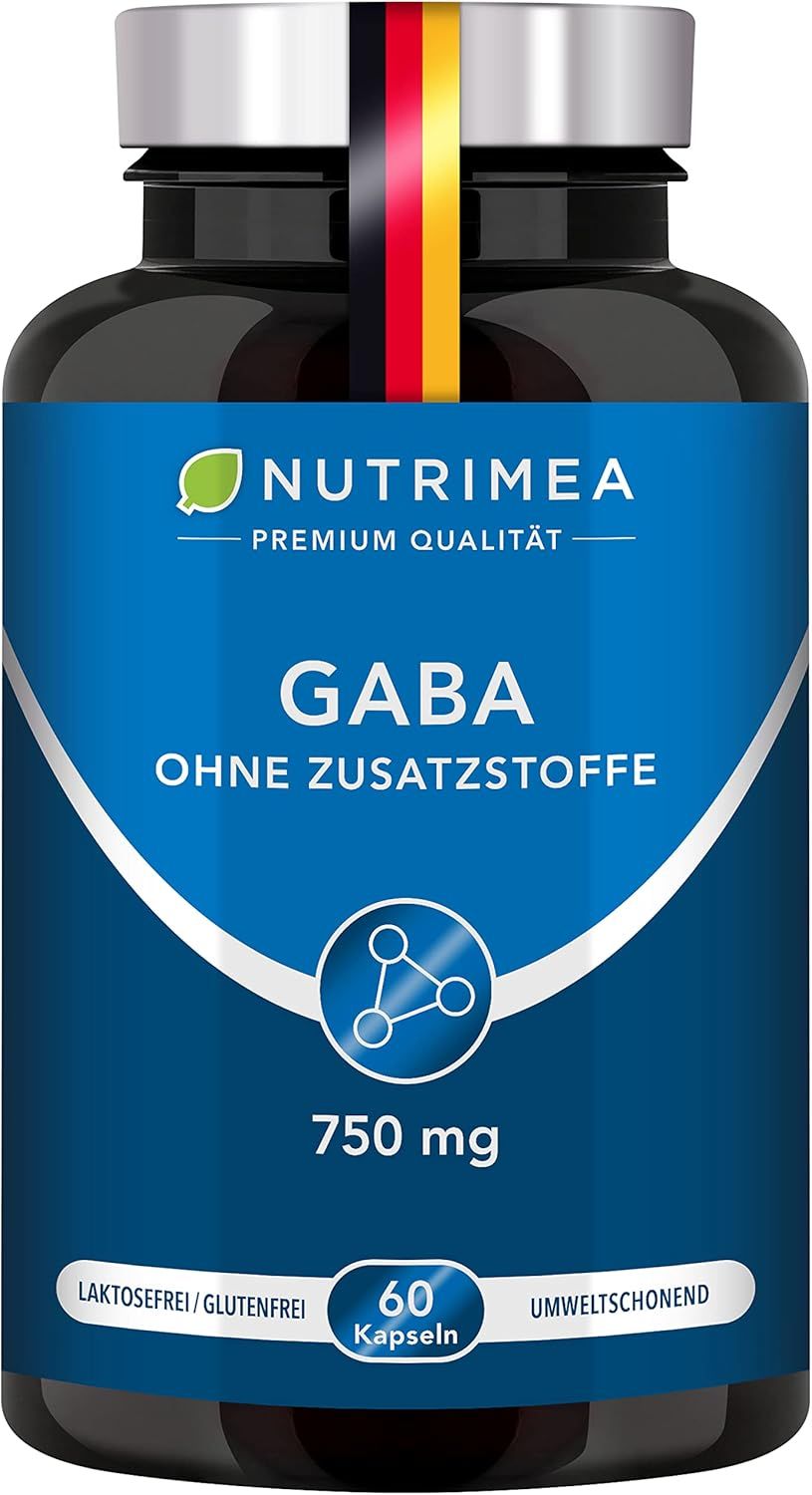 Nutrimea GABA Pur 750mg | Reine Pulver Kapseln Hochdosiert | OHNE Zusätze & Vegan