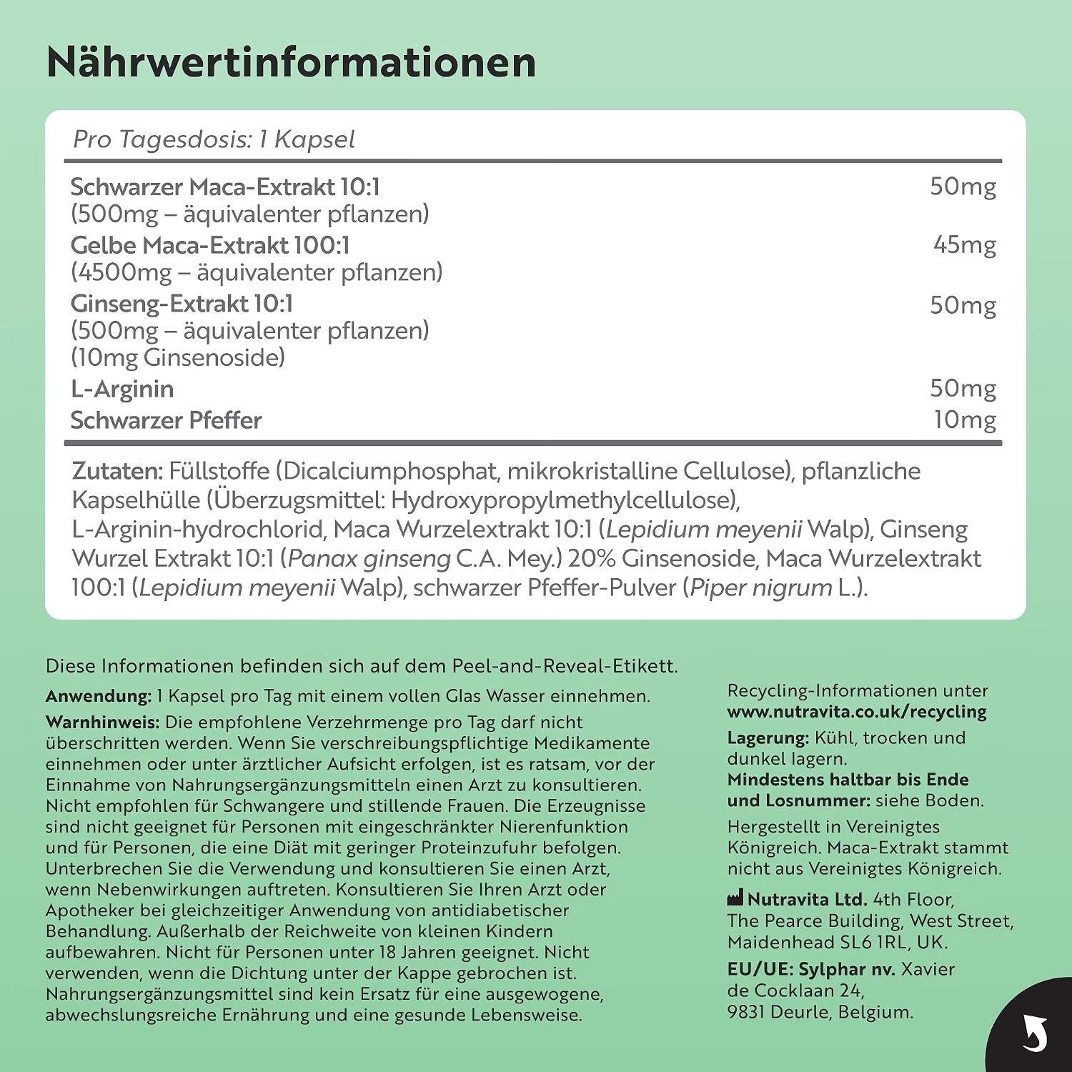 Nutravita Schwarzer Maca-Komplex mit Panax Ginseng