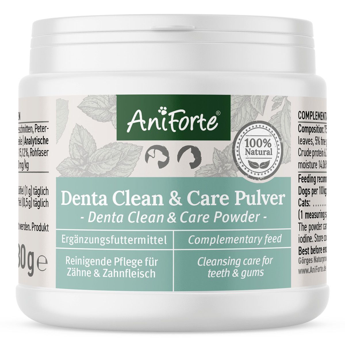 AniForte Denta Clean & Care Pulver, 300g Dose. Ergänzungsfuttermittel für Zähne & Zahnfleisch.