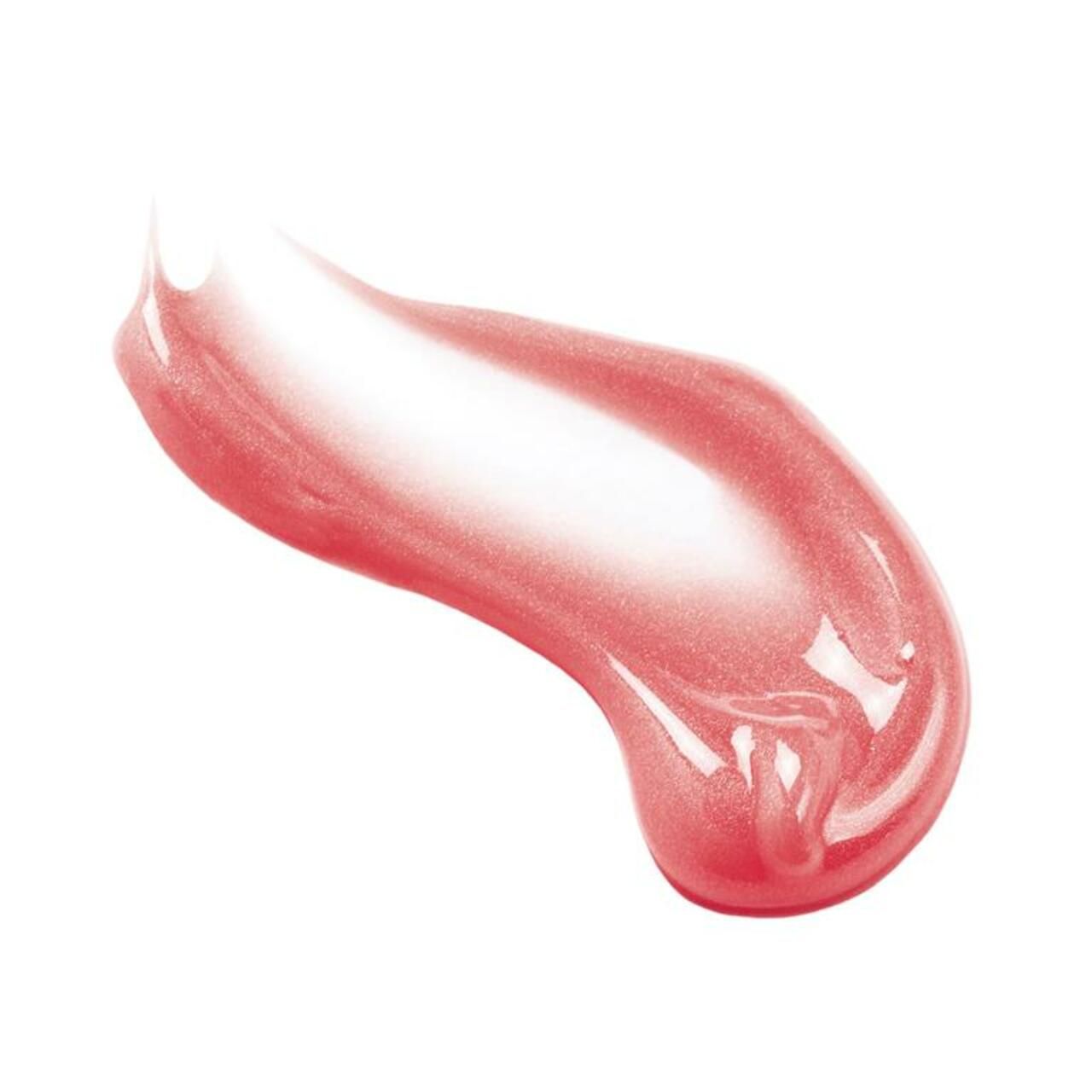 Klecks Hydra Lip Booster. Rosa, glänzende Textur. Auf weißem Hintergrund. Nahaufnahme.