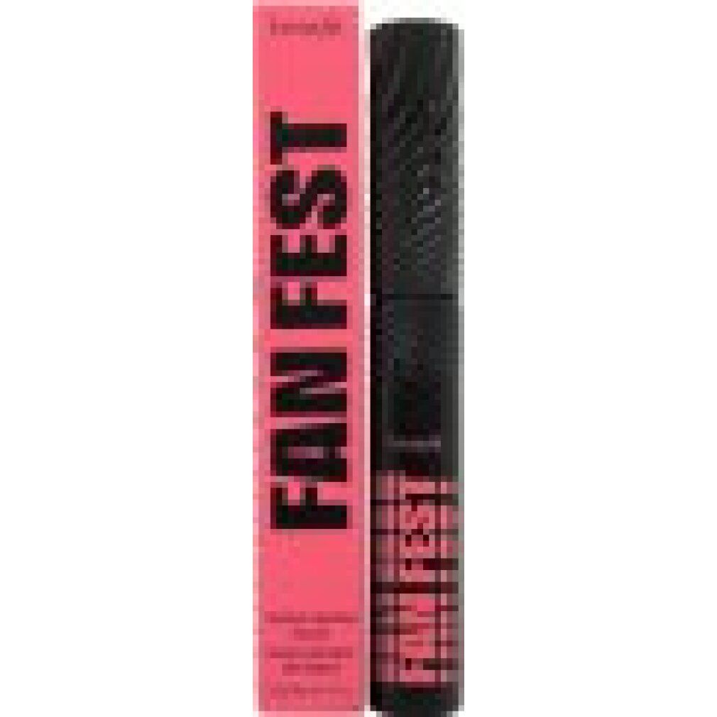 Schwarze Mascara mit pinkfarbener Verpackung. Auf der Verpackung steht groß "FAN FEST".