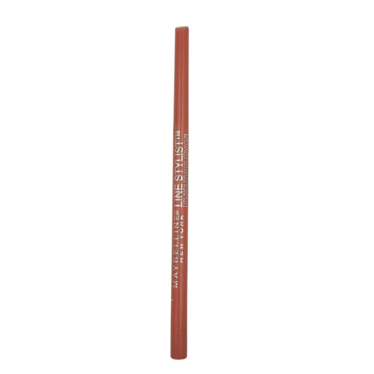 Lippenkonturenstift. Maybelline New York Line Stylist. Braune Farbe. Aufschrift.