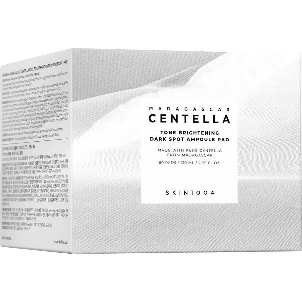 Verpackung der SKIN1004 Madagascar Centella Tone Brightening Dark Spot Ampoule Pad.