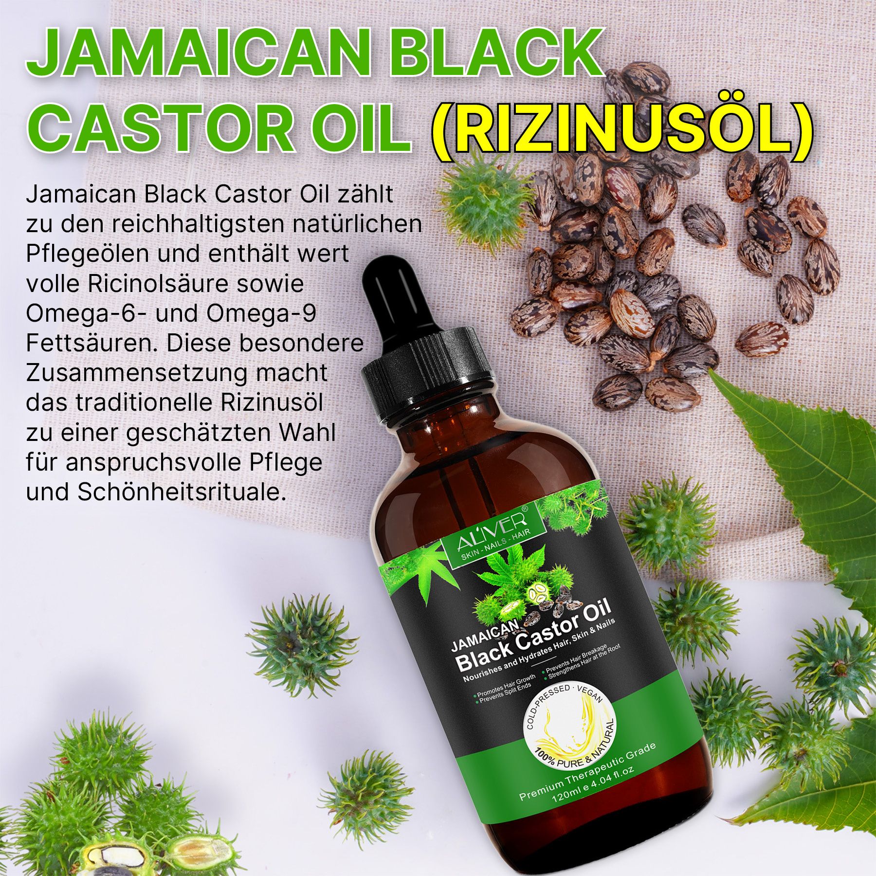 ALIVER Haaröl Rizinusöl Castor Oil für Hautpflege