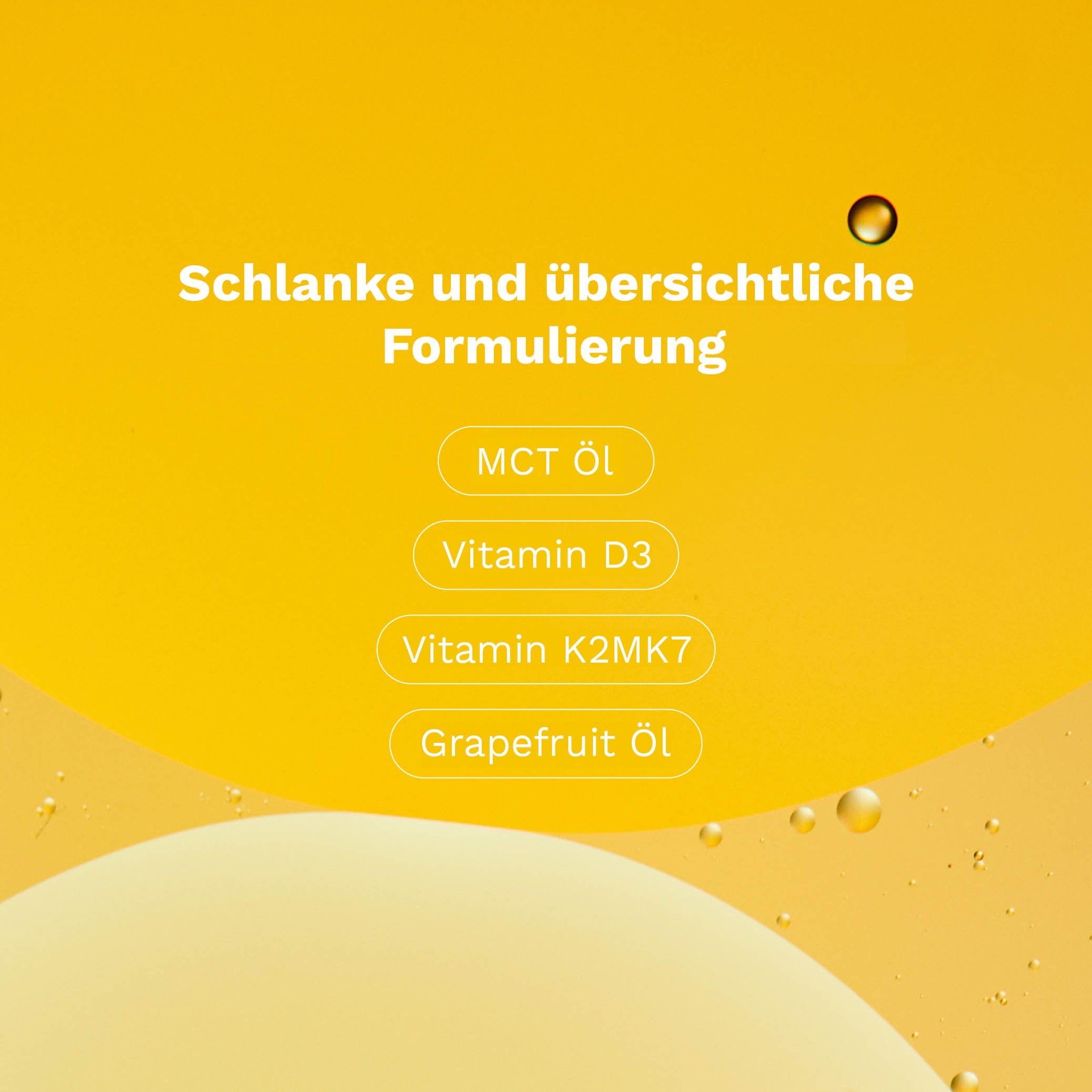 Nuion Vitamin D3+K2 MK7 Tropfen, 4000 IE, 100 Portionen, in blauer Glasflasche mit Pumpspender.