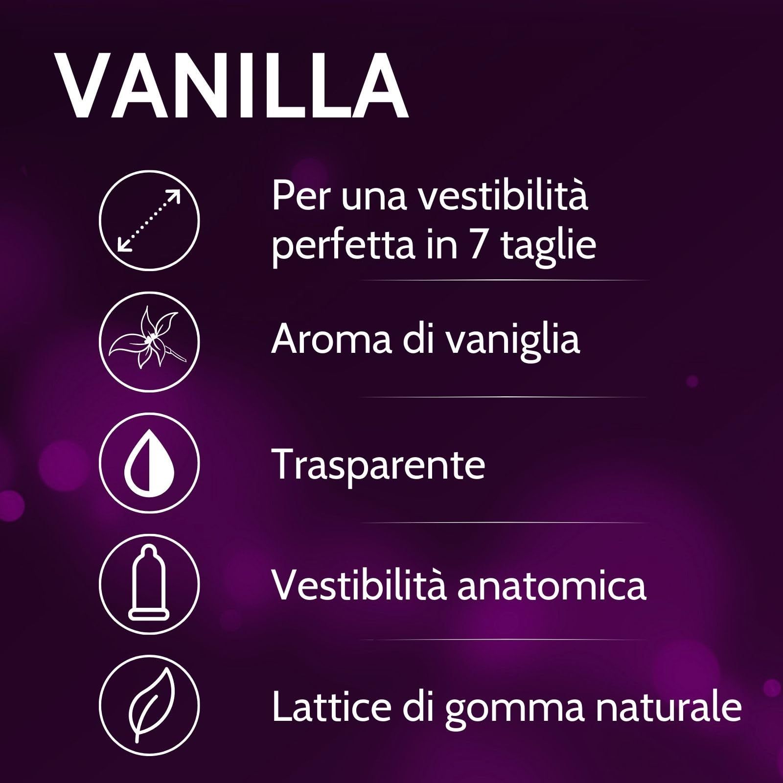 Transparente Kondome mit Vanilleduft, anatomisch geformt, aus Naturkautschuklatex.