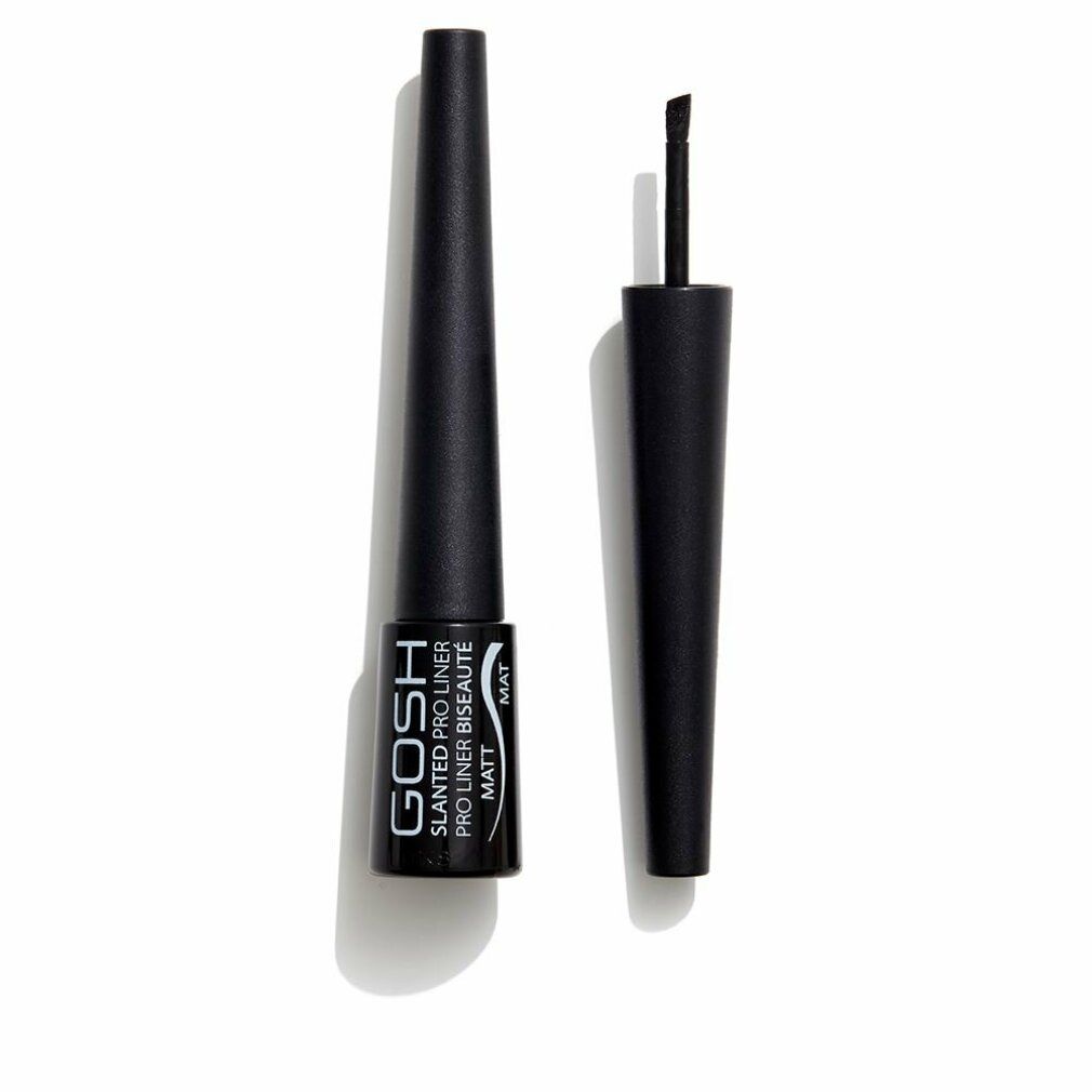 Schwarzer Eyeliner mit abgeschrägter Spitze und Deckel. Marke GOSH, Produktname und 'MATT' sichtbar.