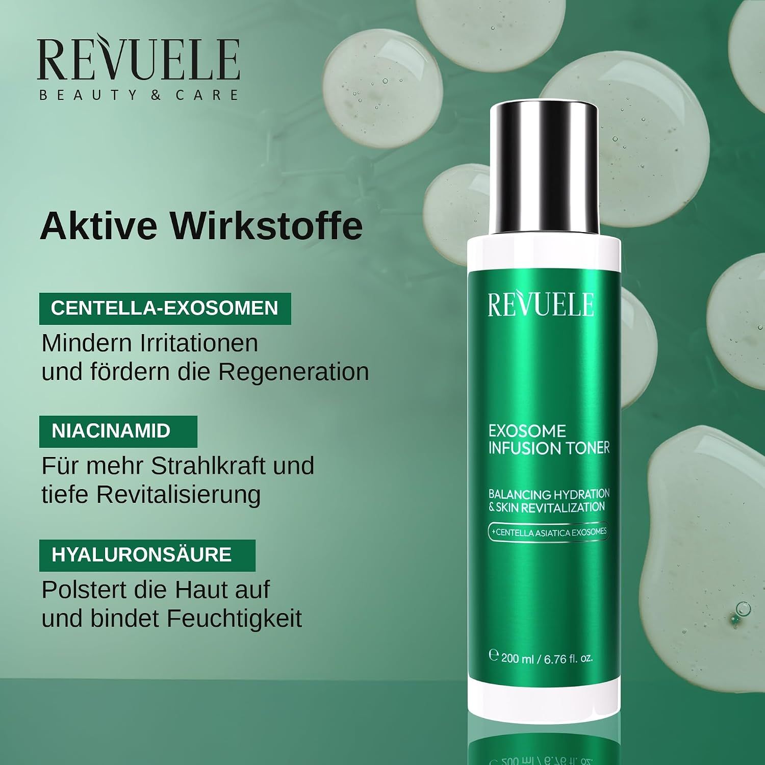 Revuele Exosomen Infusions-Toner Flasche und Karton, 200 ml.