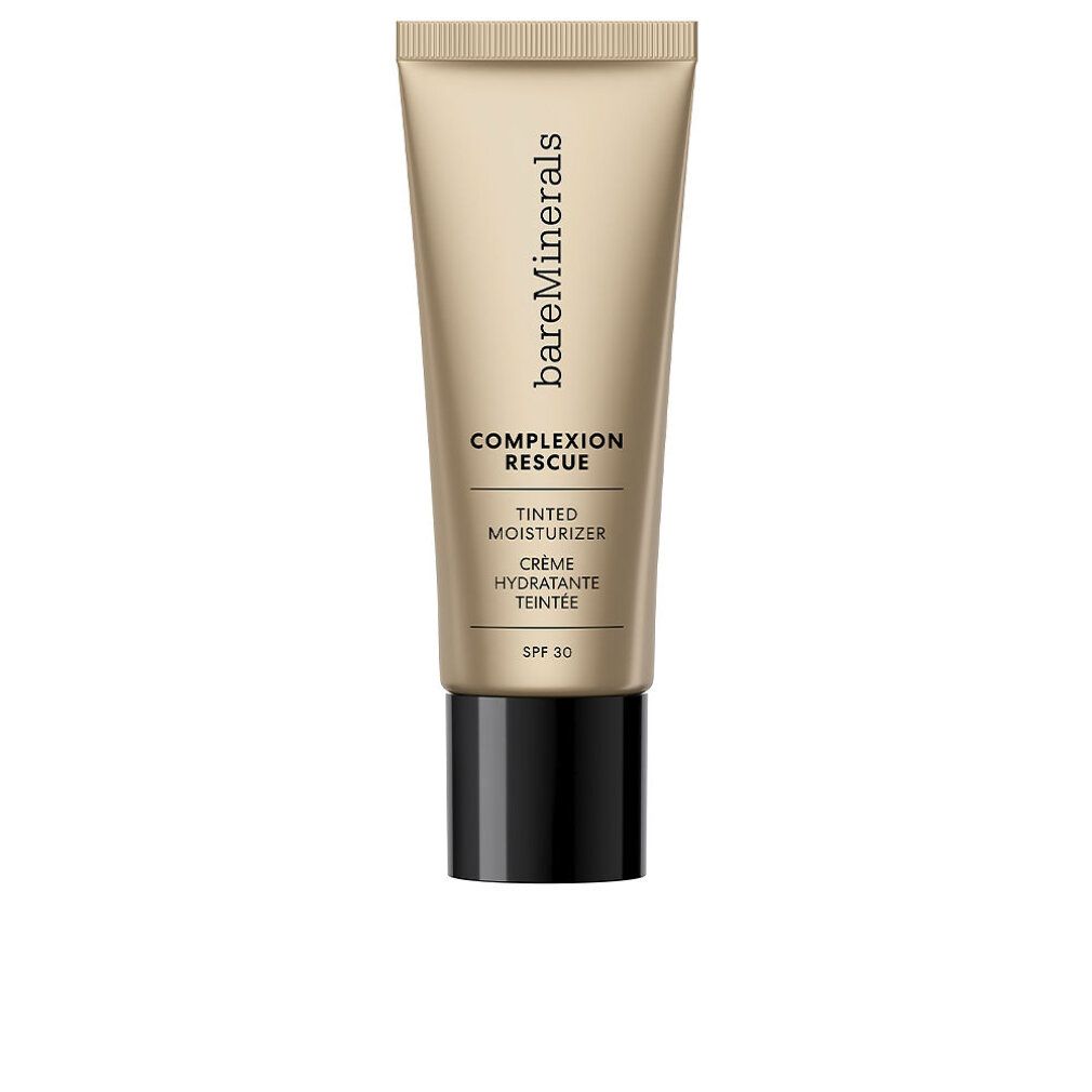 Beige Tube mit schwarzem Deckel. Aufschrift: bareMinerals, COMPLEXION RESCUE, getönte Feuchtigkeitscreme, SPF 30.