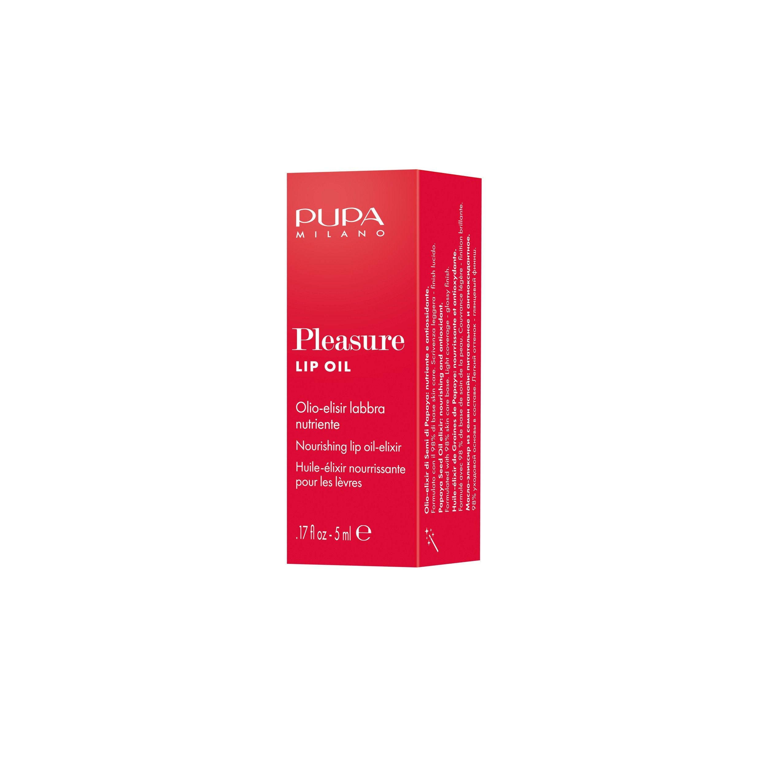 Pupa Gloss Pleasure Lip Oil - Elisir Per Labbra Extra Nutriente, 002 Exotic Papaya, Papaya-Aroma