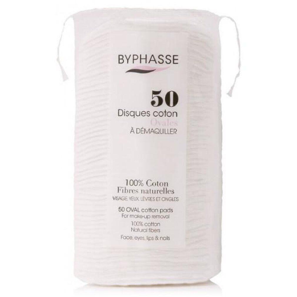 50 ovale Baumwollscheiben von Byphasse, 100% Baumwolle, für Make-up-Entfernung.
