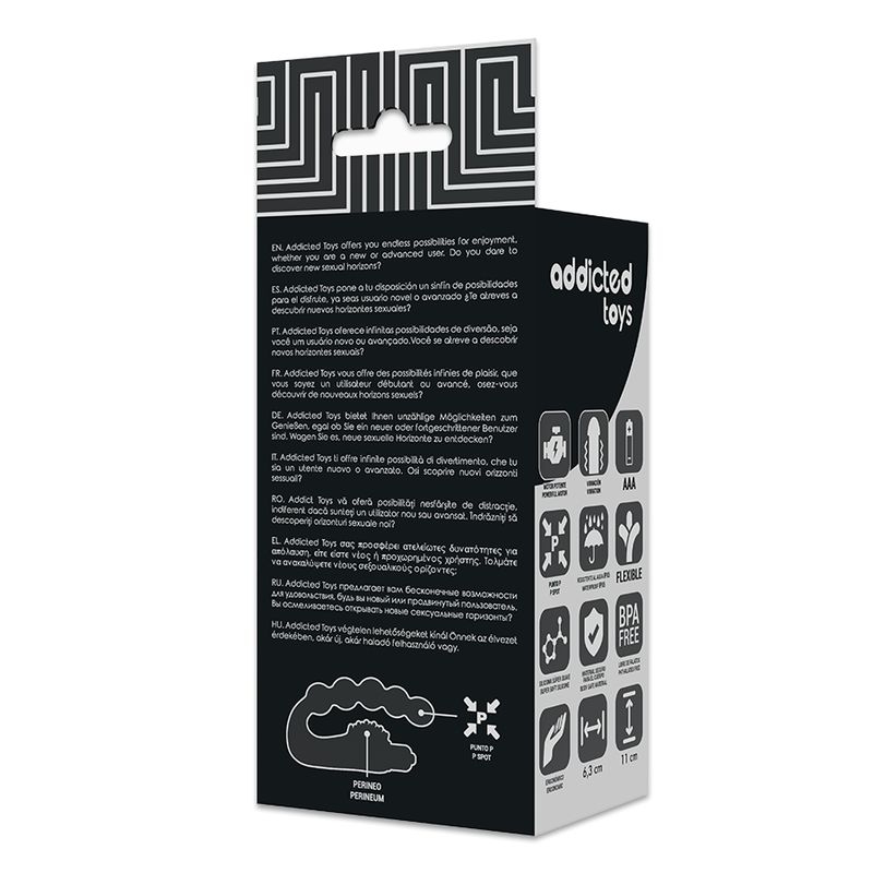 Verpackung für Analmassager mit Produktabbildung und Informationen.