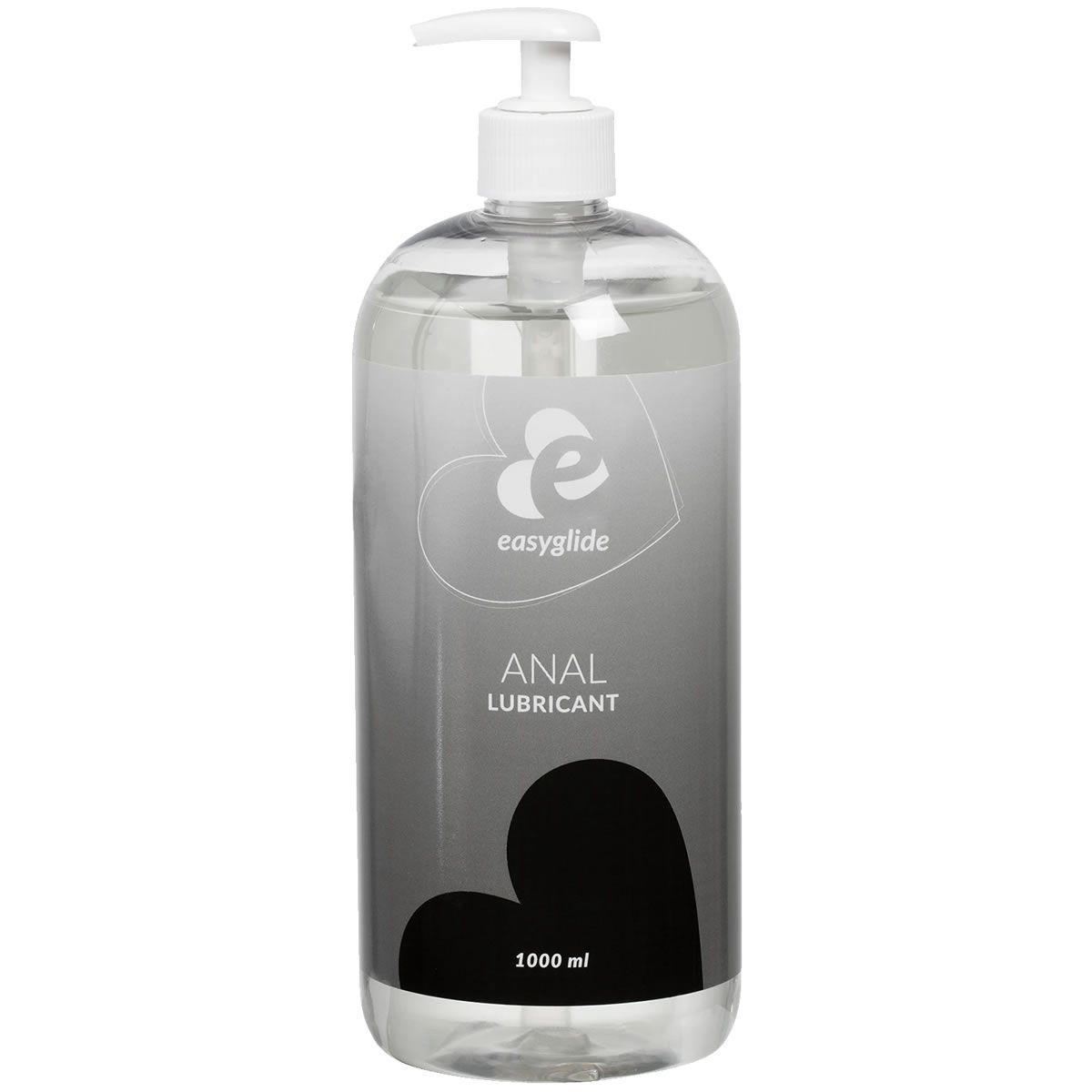 Transparente Flasche mit Pumpe. Aufkleber mit Logo und Schriftzug "ANAL LUBRICANT".