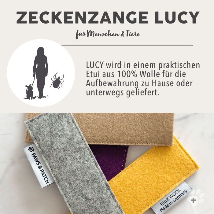 PAWS&PATCH Zeckenzange LUCY mit Etui in honig für alle Heimtiere